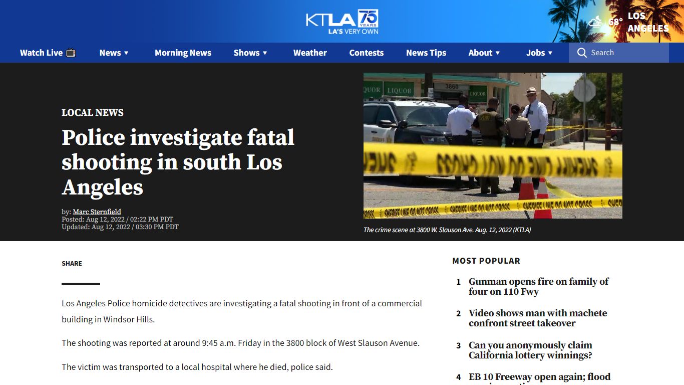 Police investigate fatal shooting in south Los Angeles | KTLA