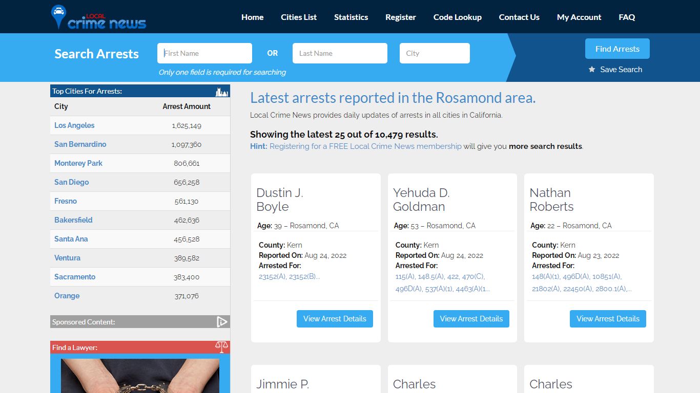 Rosamond California Arrest Records | Local Crime News